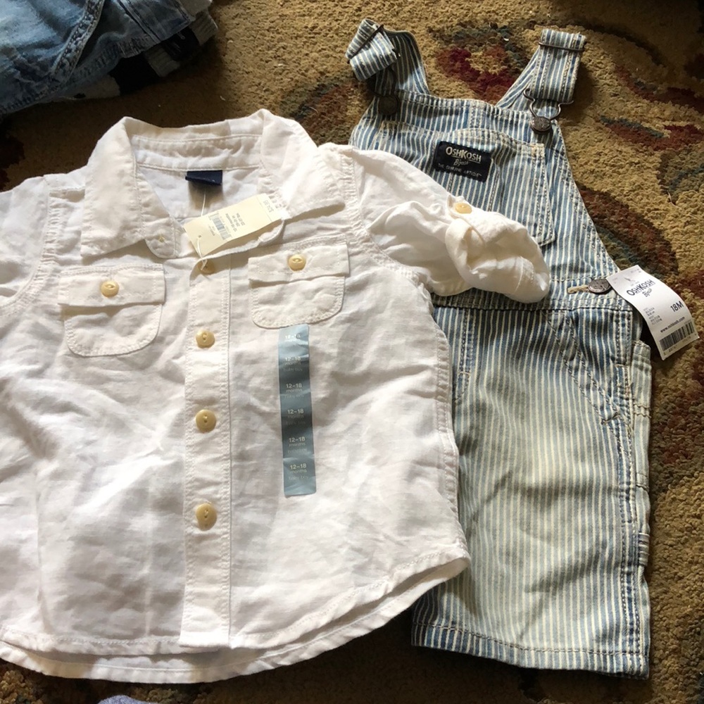 Brand new OshKosh overalls and gap shirt
